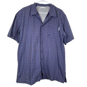 Columbia Blue Fish Bones Blue White S/S Button Down Shirt Size Med EUC #1310-AZ
